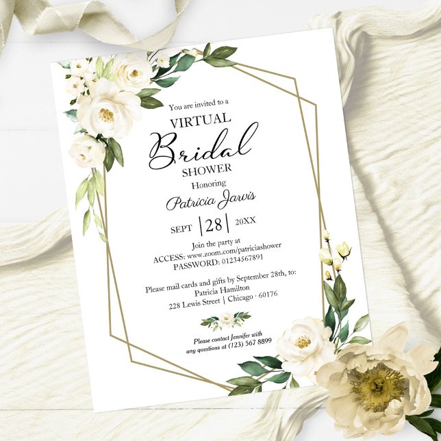Floral Virtual Vrijgezellenfeest Budget Invitation (Creator heeft geüpload)