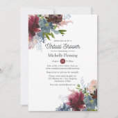 Floral-virtueel Vrijgezellenfeest Bordo en Navy Kaart (Voorkant)