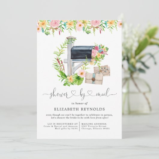 Floral Virtueel Vrijgezellenfeest door de Uitnodig Kaart (Staand voorkant)