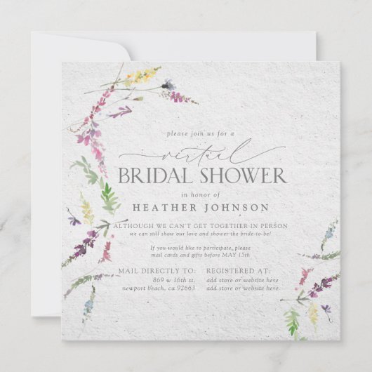 Floral virtuele Waterverf van wilde bloemen Kaart (Voorkant)