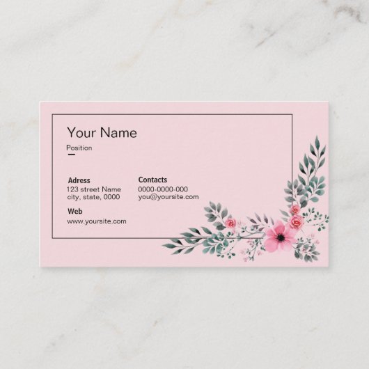 Floral Visitekaartje (Achterkant)