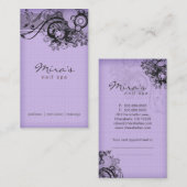 Floral Visitekaartje Linen Black Paars Afsprakenkaartje (Voorkant / Achterkant)