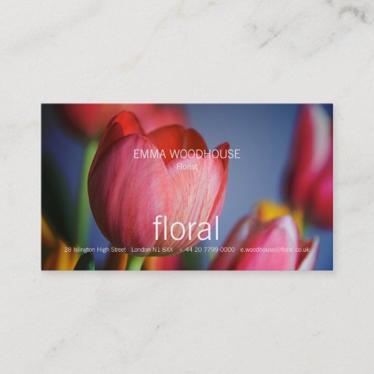 Floral - Visitekaartje met rode tulpen (Voorkant)