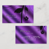 Floral Visitekaartje Metallic Paars Satin (Voorkant / Achterkant)