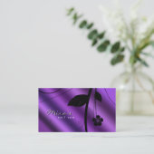 Floral Visitekaartje Metallic Paars Satin (Staand voorkant)