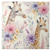 Floral Vivid Giraffe Tegel Design Tegeltje (Voorkant)