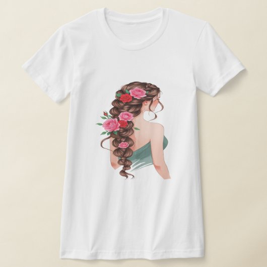Floral Vlecht & Rozen Graphic T-shirt (Laagn)