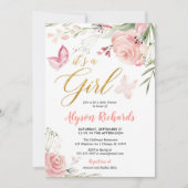 Floral vlinder baby shower kaart (Voorkant)