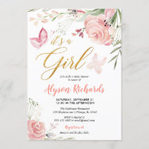 Floral vlinder baby shower