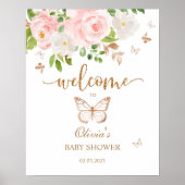 Floral vlinder baby shower welkomstbord poster (Voorkant)