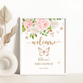 Floral vlinder baby shower welkomstbord poster