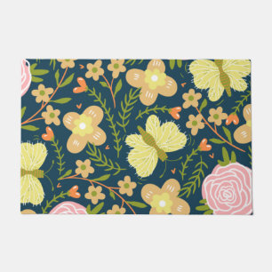 Floral, vlinder en glamour naadloos elastisch deurmat