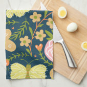 Floral, vlinder en glamour naadloos elastisch theedoek (Quarter Fold)