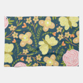 Floral, vlinder en glamour naadloos elastisch theedoek (Horizontaal)