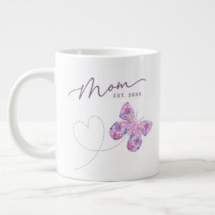Floral vlinder gepersonaliseerde mam grote koffiekop