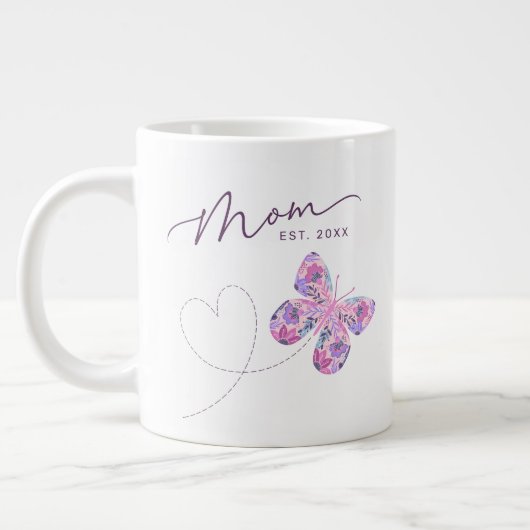 Floral vlinder gepersonaliseerde mam grote koffiekop (Links)