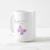 Floral vlinder gepersonaliseerde mam koffiemok (Voorkant links)