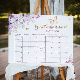 Floral vlinder raadt de kalender van de vervaldatu poster