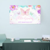 Floral vlinder verjaardag achtergrond spandoek (Beurs)