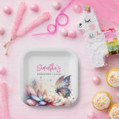 Floral vlinder verjaardag wegwerp papieren bordje (Feest)