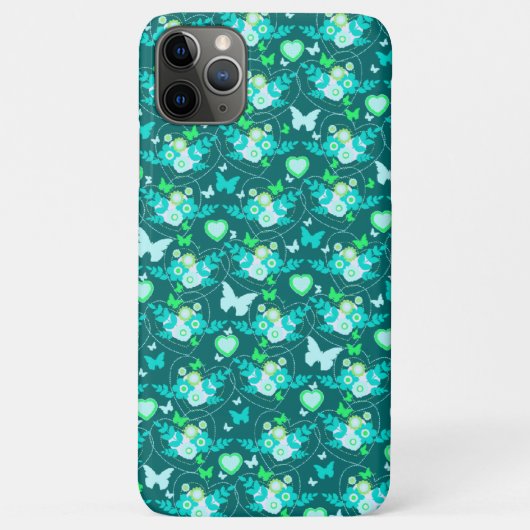 Floral vlinders en harten groene ifoon Case-Mate iPhone case (Achterkant)