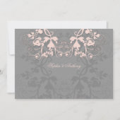  Floral Vlourish Baby Pink Wedding Invite Kaart (Voorkant)