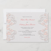  Floral Vlourish Baby Pink Wedding Invite Kaart (Achterkant)