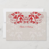  Floral Vlourish Red Wedding Uitnodiging (Voorkant)