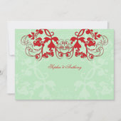  Floral Vlourish Red Wedding Uitnodiging (Voorkant)