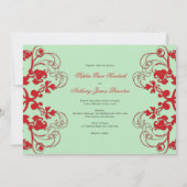  Floral Vlourish Red Wedding Uitnodiging (Achterkant)