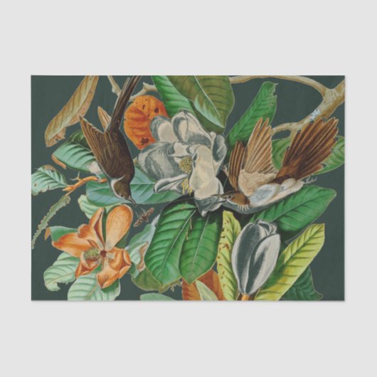 Floral vogeldramatisch deklaagpapier tissuepapier (Voorkant)