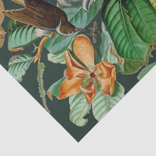 Floral vogeldramatisch deklaagpapier tissuepapier (Detail)