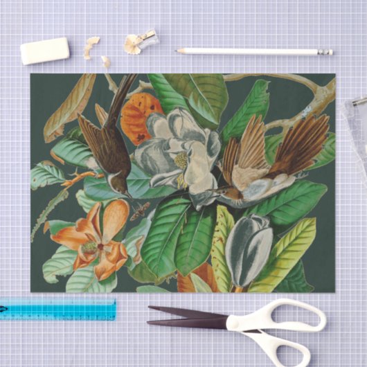 Floral vogeldramatisch deklaagpapier tissuepapier (Craft)