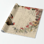 Floral Vogels Ephemera-ontkoppelingspagina Cadeaupapier (Uitgerold)