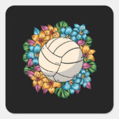 FLORAL VOLLEYBALL VIERKANTE STICKER (Voorkant)