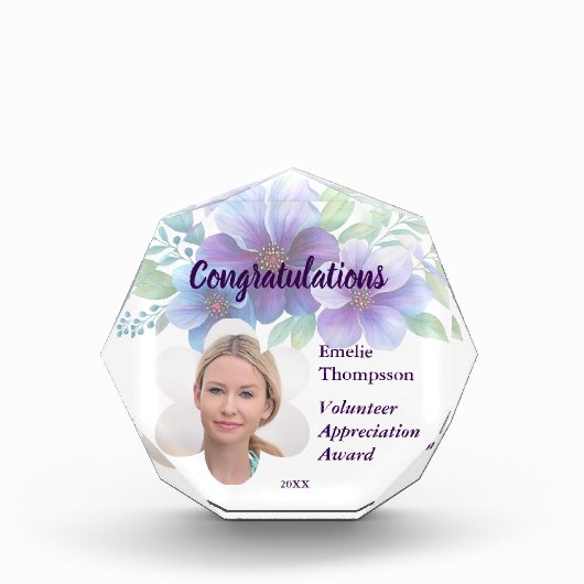 Floral Volunteer Appreciation Award Keepsake Foto (Voorkant)