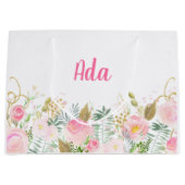 Floral voor roze en goudWaterverf Groot Cadeauzakje (Voorkant)