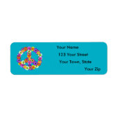 Floral voor vredesgebarentaal in Turquoise Etiket (Voorkant)