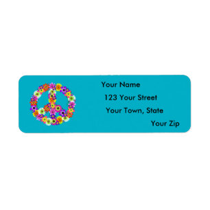 Floral voor vredesgebarentaal in Turquoise Etiket