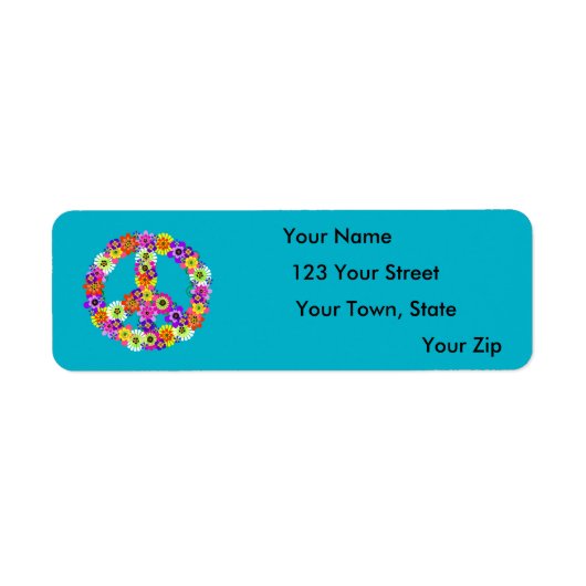 Floral voor vredesgebarentaal in Turquoise Etiket (Voorkant)