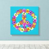 Floral voor vredesgebarentaal op Turquoise Canvas Afdruk (Insitu (Houten vloer))