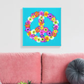 Floral voor vredesgebarentaal op Turquoise Canvas Afdruk (Insitu (Woonkamer))