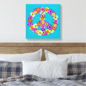 Floral voor vredesgebarentaal op Turquoise Canvas Afdruk (Insitu (Slaapkamer))