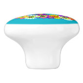 Floral voor vredesgebarentaal op Turquoise Keramische Knop (Zijkant)