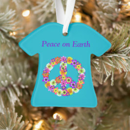 Floral voor vredesgebarentaal op Turquoise Ornament
