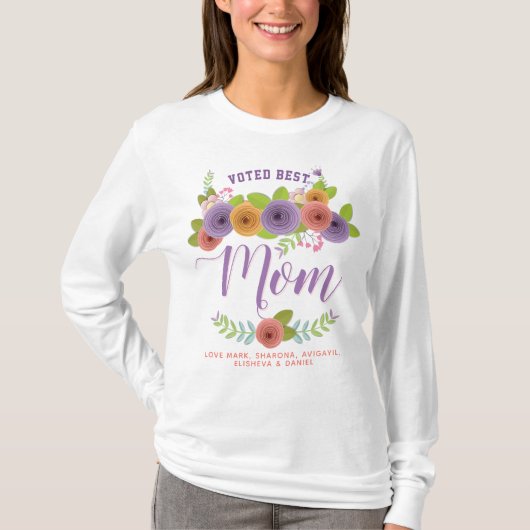  Floral Voted Best Mam Moederdag T-shirt (Voorkant)