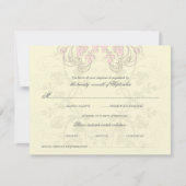 Floral Vourish Baby Roze RSVP-kaart RSVP Kaartje (Voorkant)