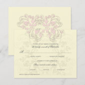  Floral Vourish Baby Roze RSVP-kaart RSVP Kaartje (Voorkant / Achterkant)