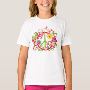 Floral Vredesteken Design, Bloemen, Vlinder T-shirt