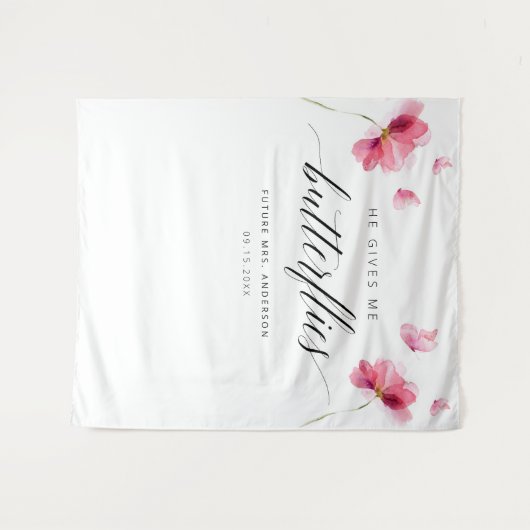 Floral Vrijgezellenfeest achtergrond Wandkleed (Voorkant (horizontaal))